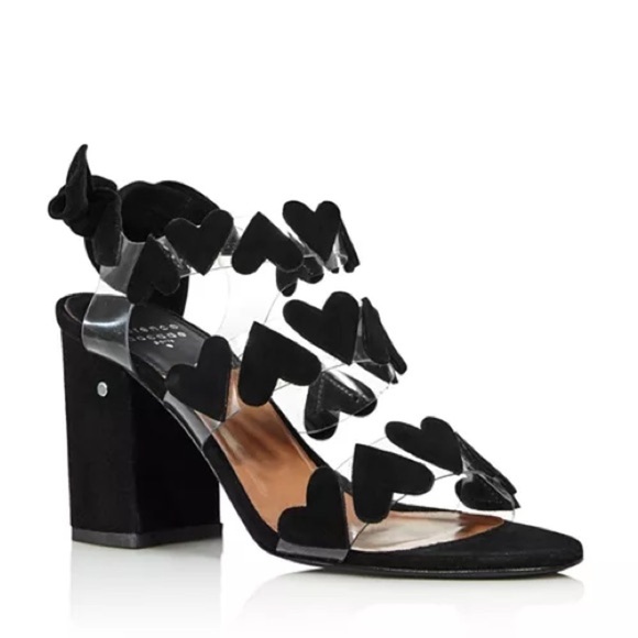 Laurence Dacade Tamara Heart Slingback Sandals Black Suede PVC Valentines 35.5 - Picture 14 of 15